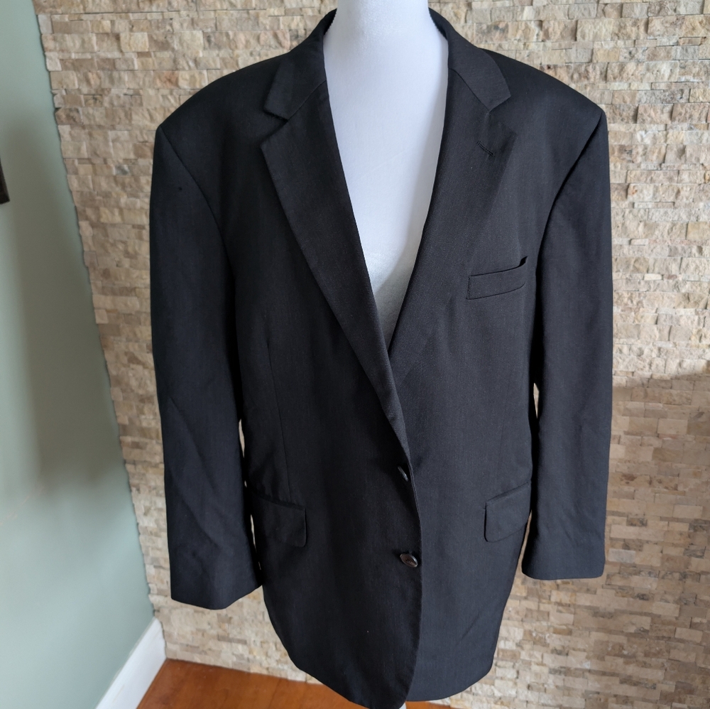 Jos A Bank Traveler Collection Wool Suit Jacket Charcoal Grey Wool Blazer 44R